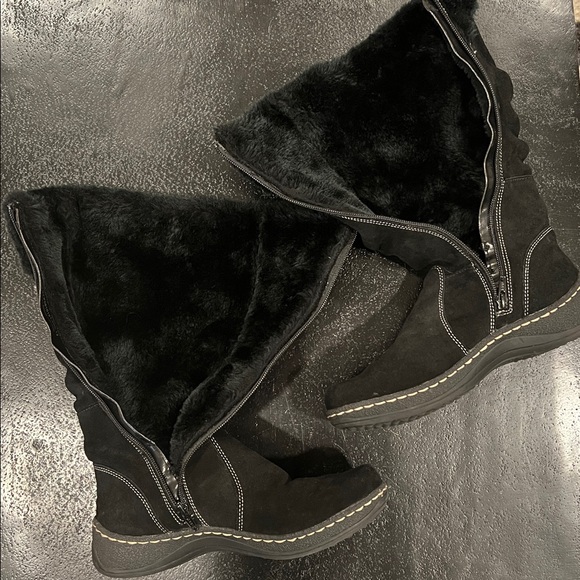 BareTraps Black Suede and Faux Fur Winter Boots Size 8 - Picture 13 of 13